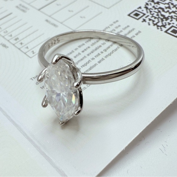 Mossanite Cartel Jewelry - 2ct Marquise Moissanite Diamond Ring Solid 925 silver